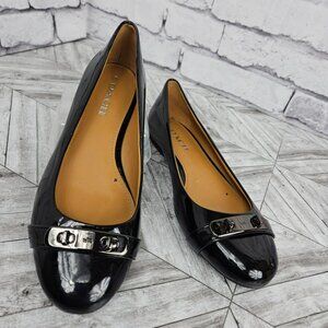 Coach Oswald Black Patent Leather Womens 7.5 Flats Ballet Horse Bit